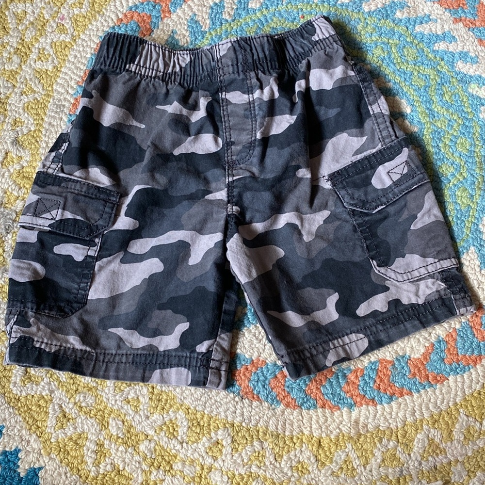 Kids Korner Gray Camo print cargo shorts